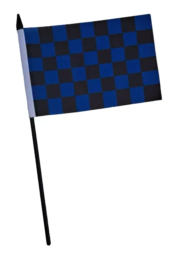 Blue and Black Check Small Hand Waving Flag