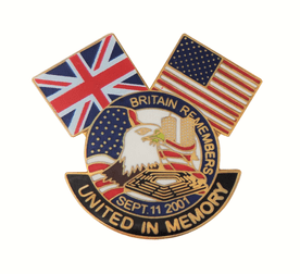 Britain Remembers 9/11 Twin Towers UK & USA United In Memory Pin Badge