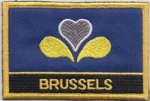 Brussels Belgium Flag Embroidered Rectangular Patch Badge