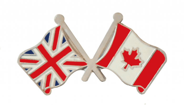 Canada and United Kingdom Friendship Flag Pin Badge
