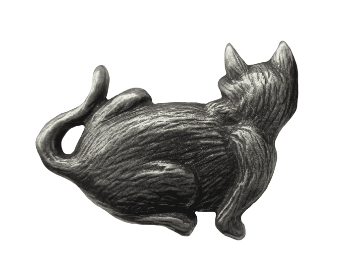 Cat with Back Turned Pewter Brooch