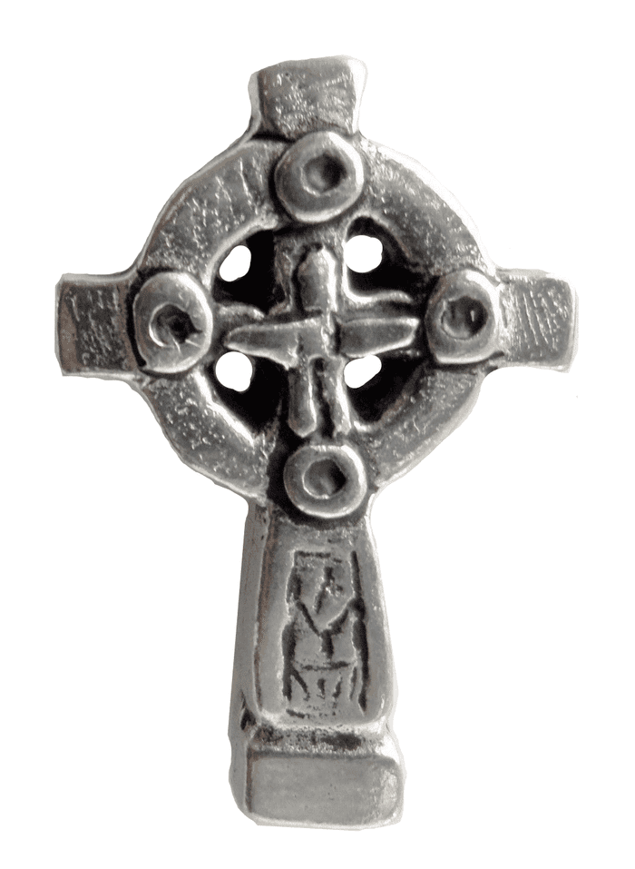 Celtic Cross Monument Pewter Pin Badge - Hand Made in Cornwall