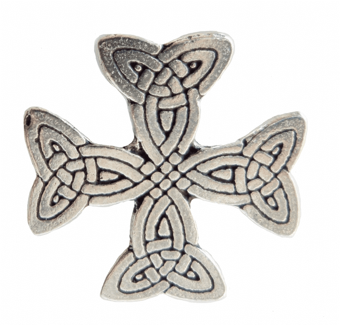 Celtic Endless Knotwork Cross Pewter Pin Badge - Hand Made in Cornwall