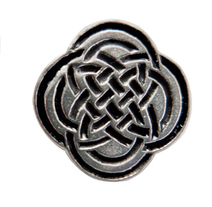 Celtic Four Petal Flower Pewter Pin Badge - Hand Made in Cornwall