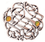 Celtic Open Weave with Stones Pewter Pin Badge - Hand Made in Cornwall