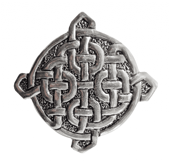 Celtic Sculpted Corners Large Pewter Pin Badge - Hand Made in Cornwall