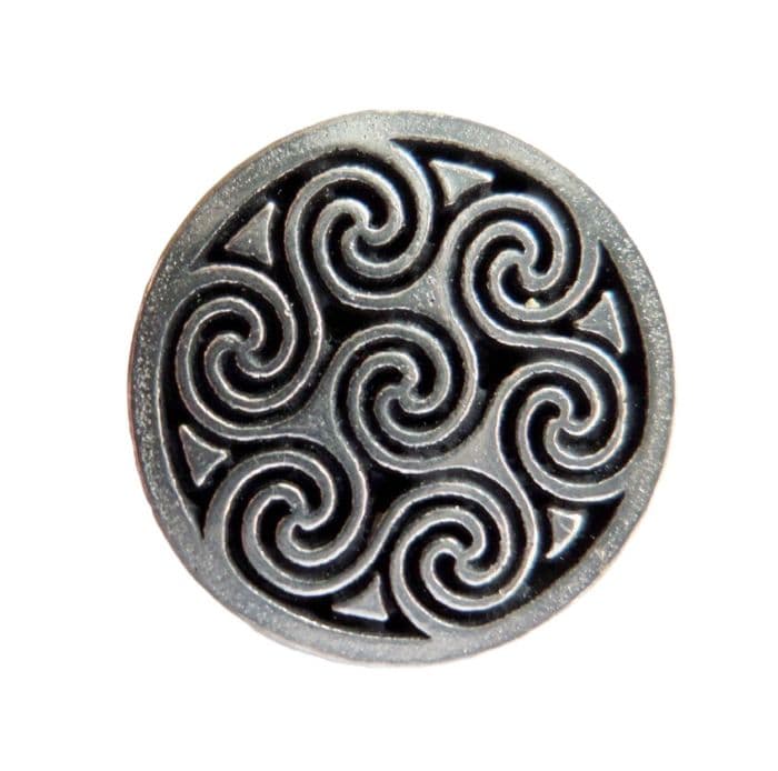 Celtic Seven Swirl Large Pewter Pin Badge - Hand Made in Cornwall