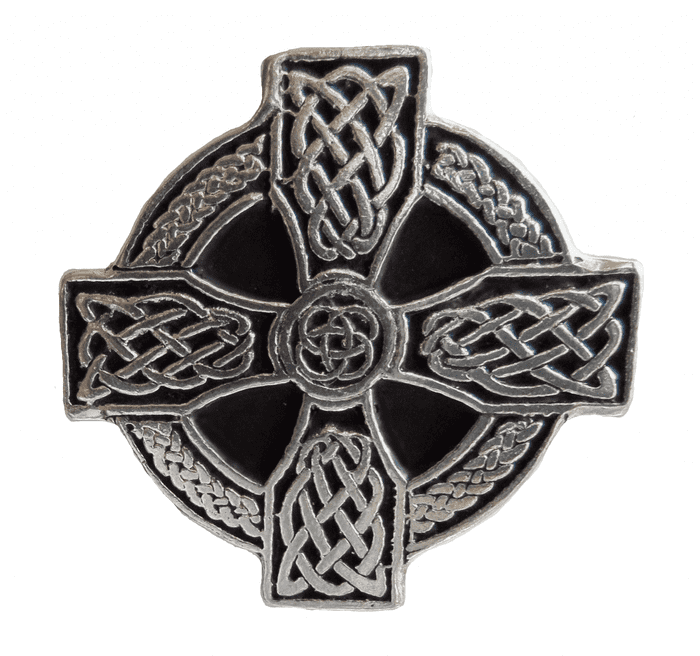 Celtic Wheelhead Cross Pewter Pin Badge - Hand Made in Cornwall