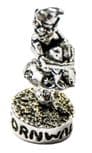 Cornish Piskey Pixie on  Cornwall Toadstool Solid Pewter Ornament - Hand Made in Cornwall