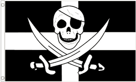 Cornwall Kernow Pirate Polyester 5'x3' Flag - WIGIG