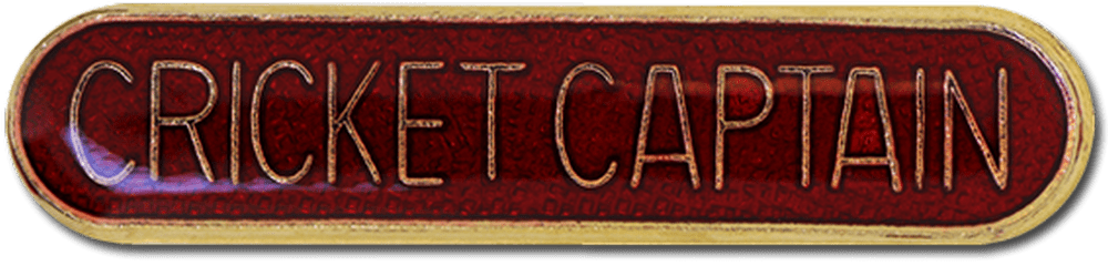 Cricket Captain Rounded Bar Red Pin Badge