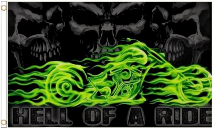 Death's Motorcycle Hell Of A Ride Dark Fantasy Polyester 5'x3' Flag