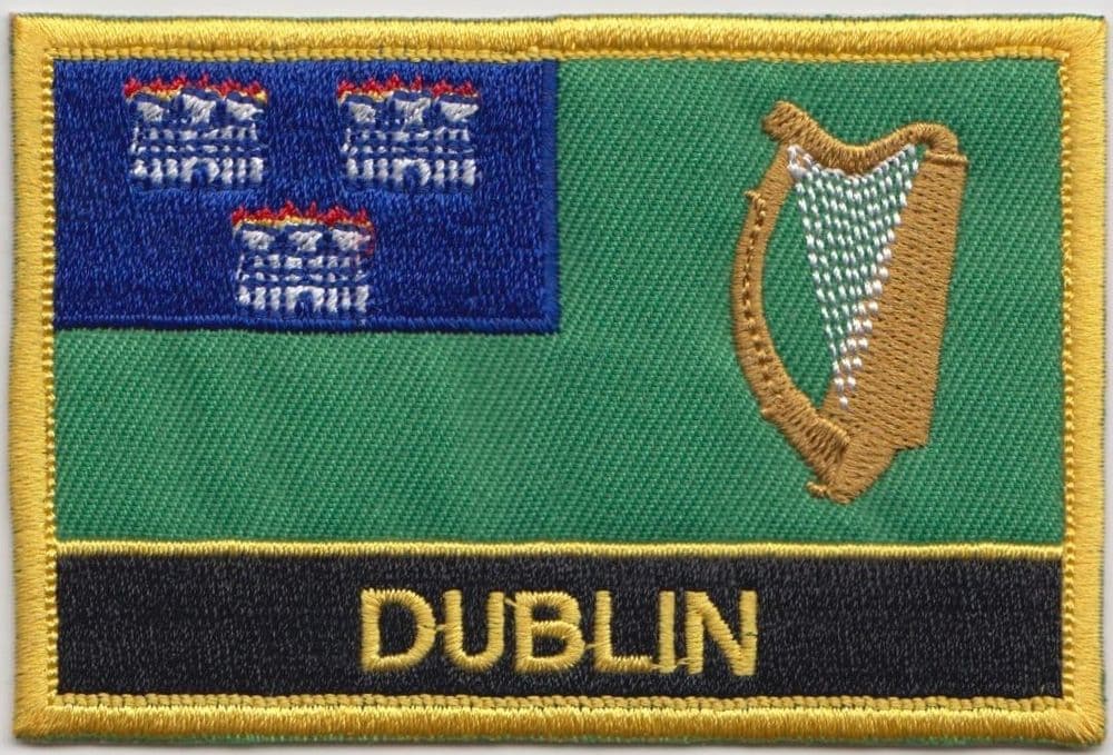 Dublin Ireland Flag Embroidered Rectangular Patch Badge