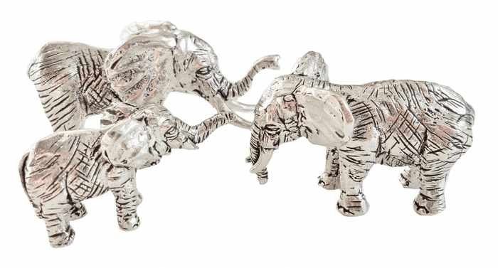 Elephant Family Solid Pewter Ornament Set - Hand Made In Cornwall