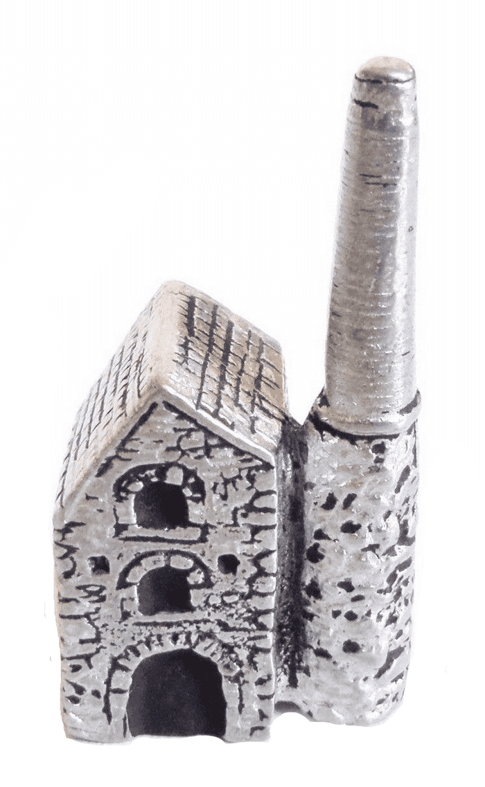 Engine House Tin Mine Small Solid Pewter Ornament - Hand Made in Cornwall