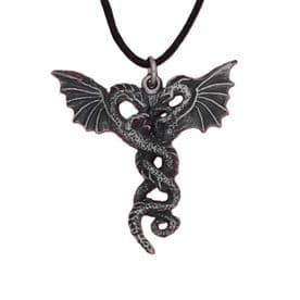 Entangled Dueling Dragons Pewter Pendant - Made in England