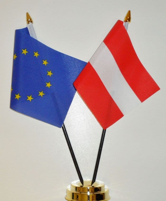 European Union and Austria Federal Friendship Table Flag
