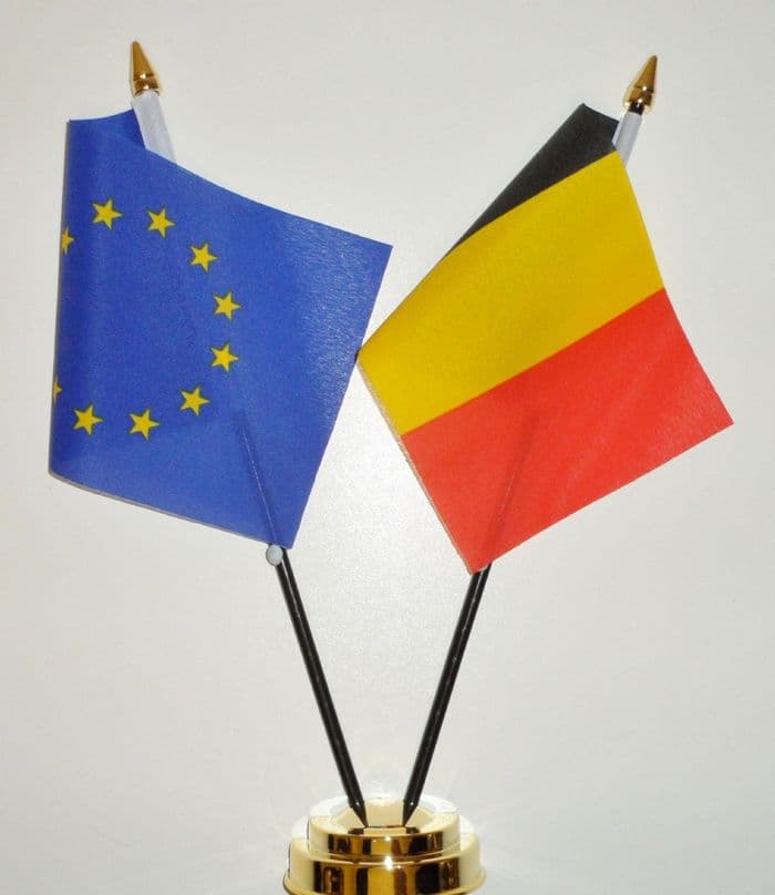 European Union and Belgium Friendship Table Flag
