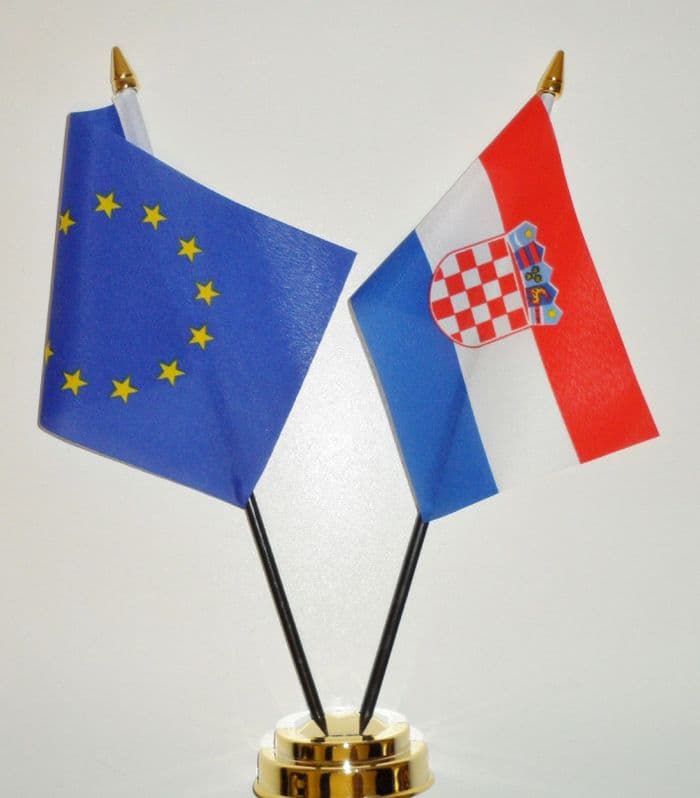European Union and Croatia Friendship Table Flag