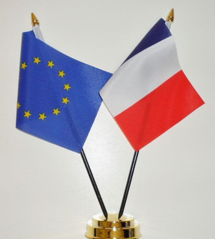 European Union and France Friendship Table Flag