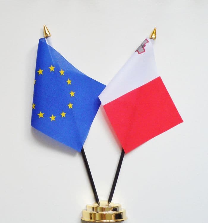 European Union and Malta Friendship Table Flag