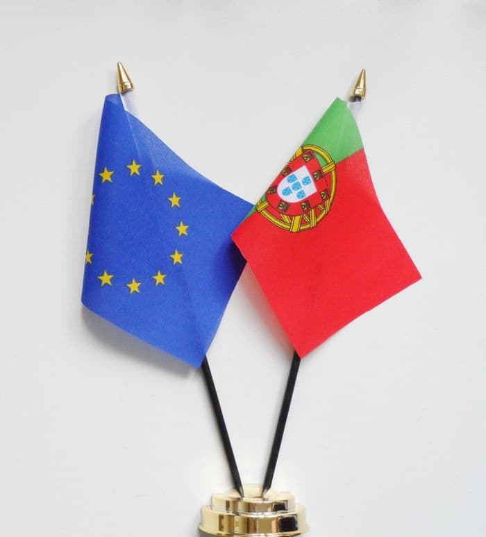 European Union and Portugal Friendship Table Flag