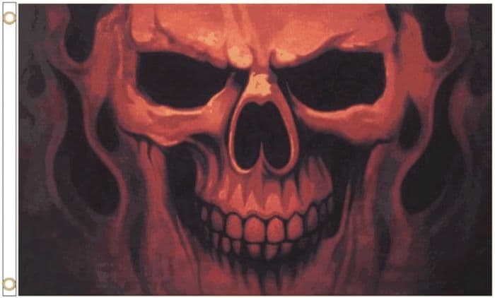 Fiery Skull Ghost Polyester 5'x3' Flag