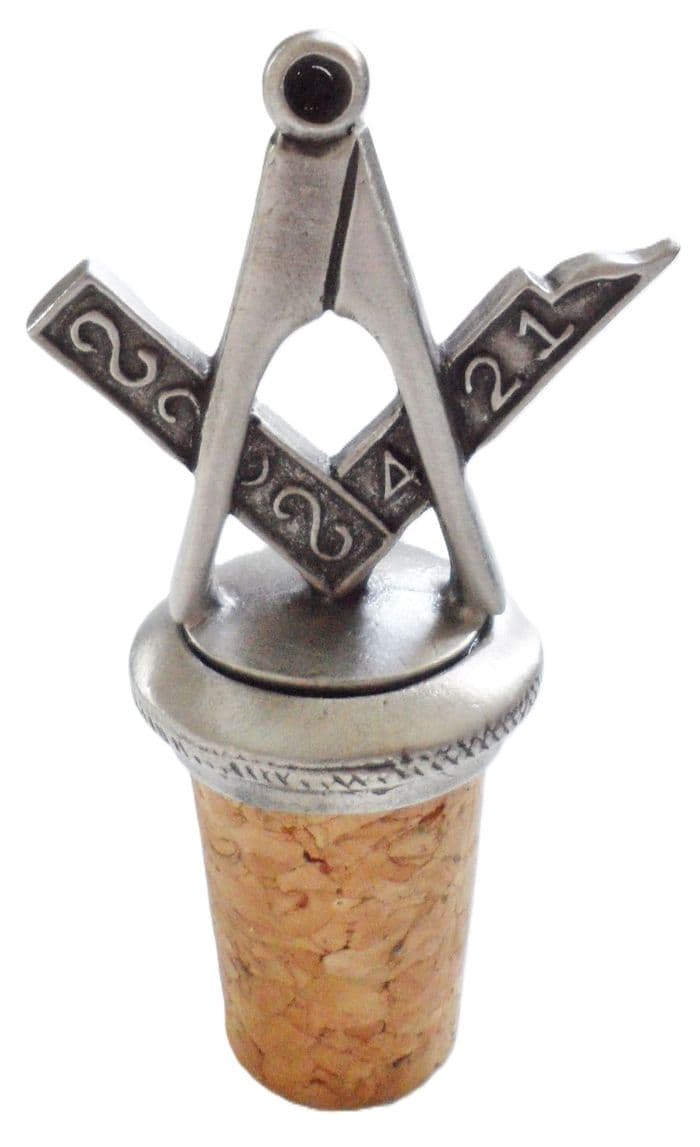 Freemasonry Masonic Square and Compasses Pewter Bottle Stopper
