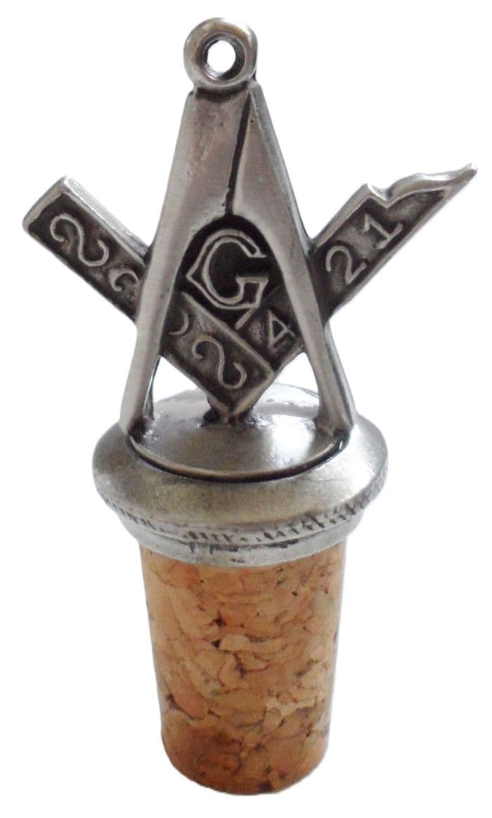 Freemasonry Masonic Square and Compasses with G Pewter Bottle Stopper