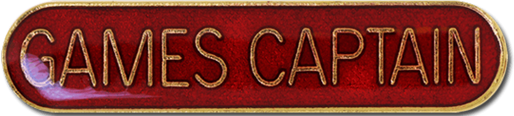 Games Captain Rounded Bar Red Pin Badge