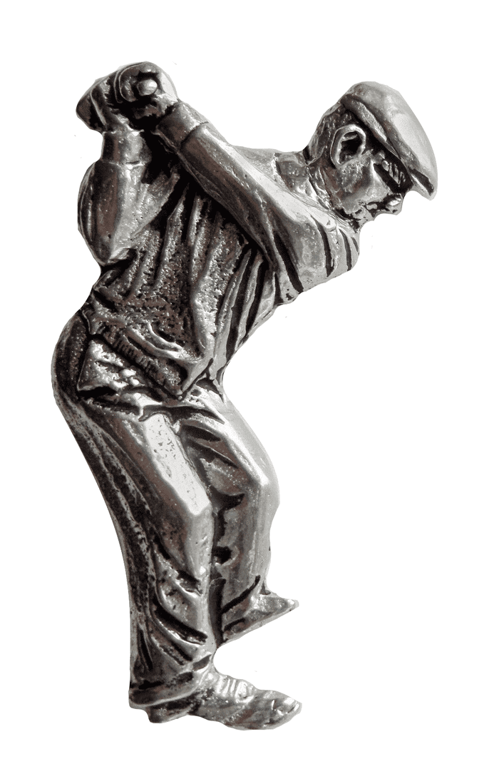 Golfer Large Pewter Pin Badge - Hand Made in Cornwall