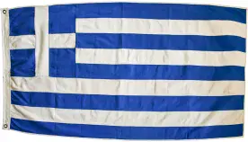 Greece 150cm x 75cm Fully Sewn Large Cotton Flag - 2 Eyelets