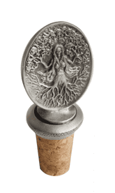 Green Woman Foliate Head Pagan Pewter Bottle Stopper