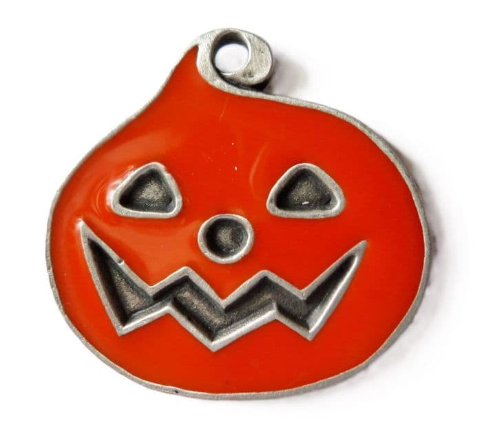 Halloween Pumpkin Pewter and Enamel Brooch