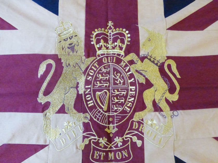 Hand Sewn Union Jack With Royal Crest Flag With 6 Eyelets 150cm x 100cm