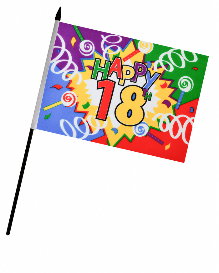 Happy 18th Birthday Medium Hand Flag