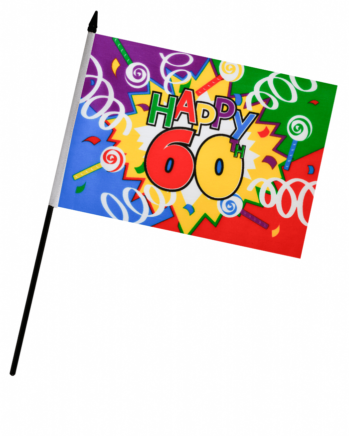 Happy 60th Birthday Medium Hand Flag