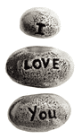 I Love You Stones Valentines Solid Pewter Ornaments - Hand Made in Cornwall