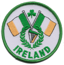 Ireland Crossed Tricolours Round Embroidered Patch  (a215)