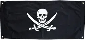 Jolly Roger Pirate 100cm x 50cm Skull & Crossbones Fully Sewn Cotton Flag Throw - 4 Eyelets