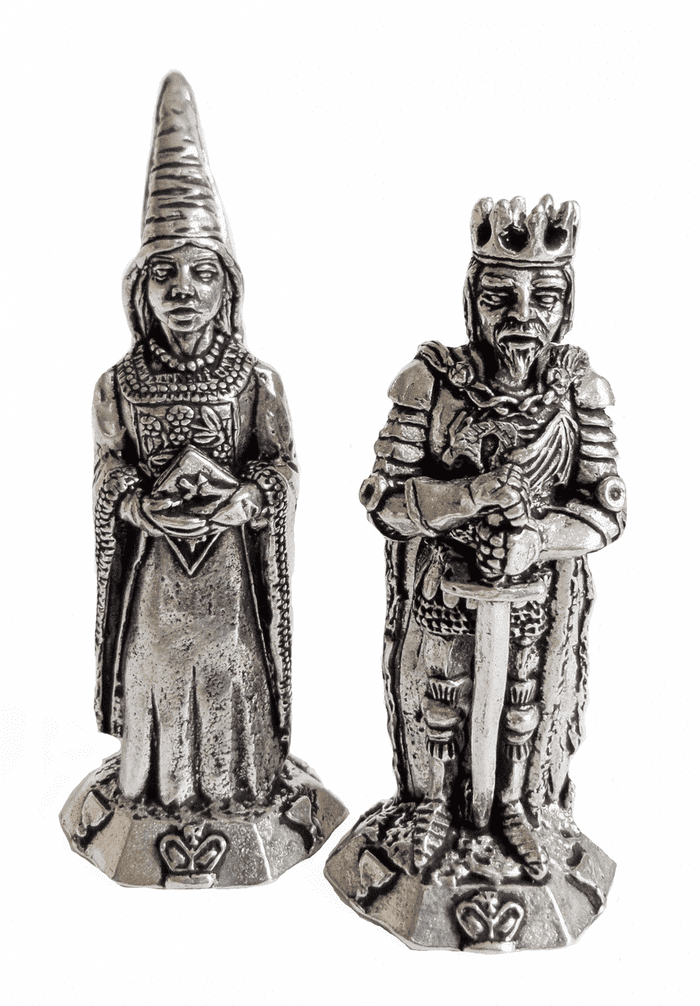 King Arthur & Guinevere Solid Pewter Ornament Set - Hand Made In Cornwall
