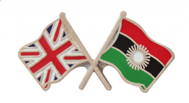 Malawi 2010 to 2012 and United Kingdom Friendship Flag Pin Badge