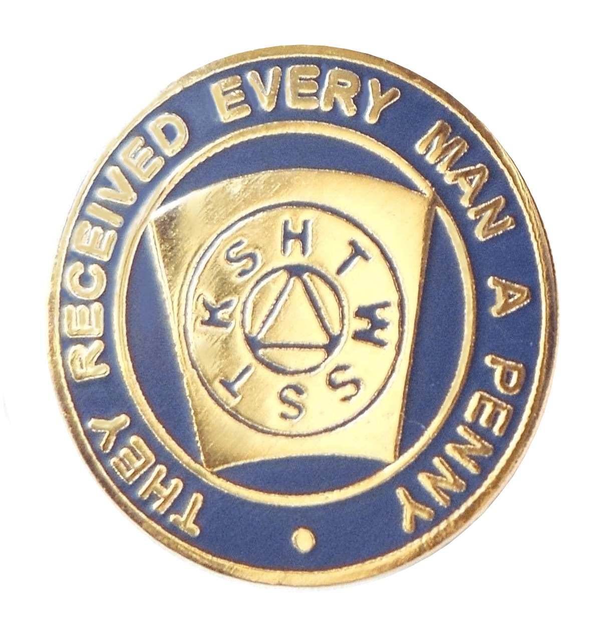 Mark Master Mason Blue Keystone Penny Freemasonry Masonic Pin Badge