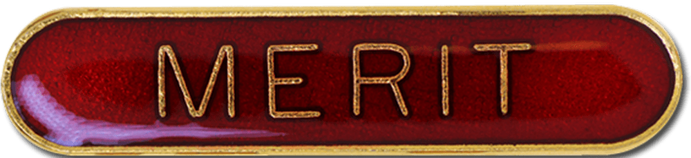 Merit Rounded Bar Red Pin Badge