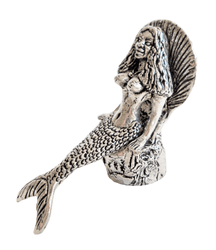 Mermaid on a Shell Throne Solid Pewter Ornament - Hand Made In Cornwall