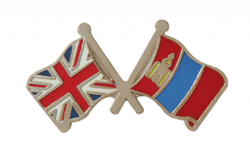 Mongolia and United Kingdom Friendship Flag Pin Badge