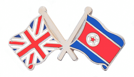 North Korea and United Kingdom Friendship Flag Badge