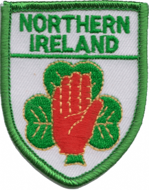 Northern Ireland Red Hand & Shamrock Embroidered Patch (a154)