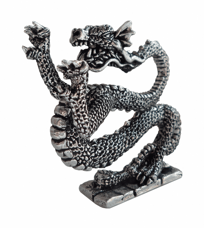 Oriental Dragon Solid Pewter Ornament - Hand Made In Cornwall