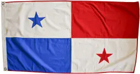 Panama 150cm x 75cm Fully Sewn Large Cotton Flag - 2 Eyelets